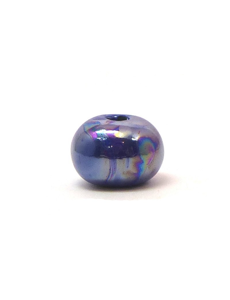 Perle céramique émaillée 16 mm bleu électrique Perle céramique émaillée 16 mm bleu électrique
