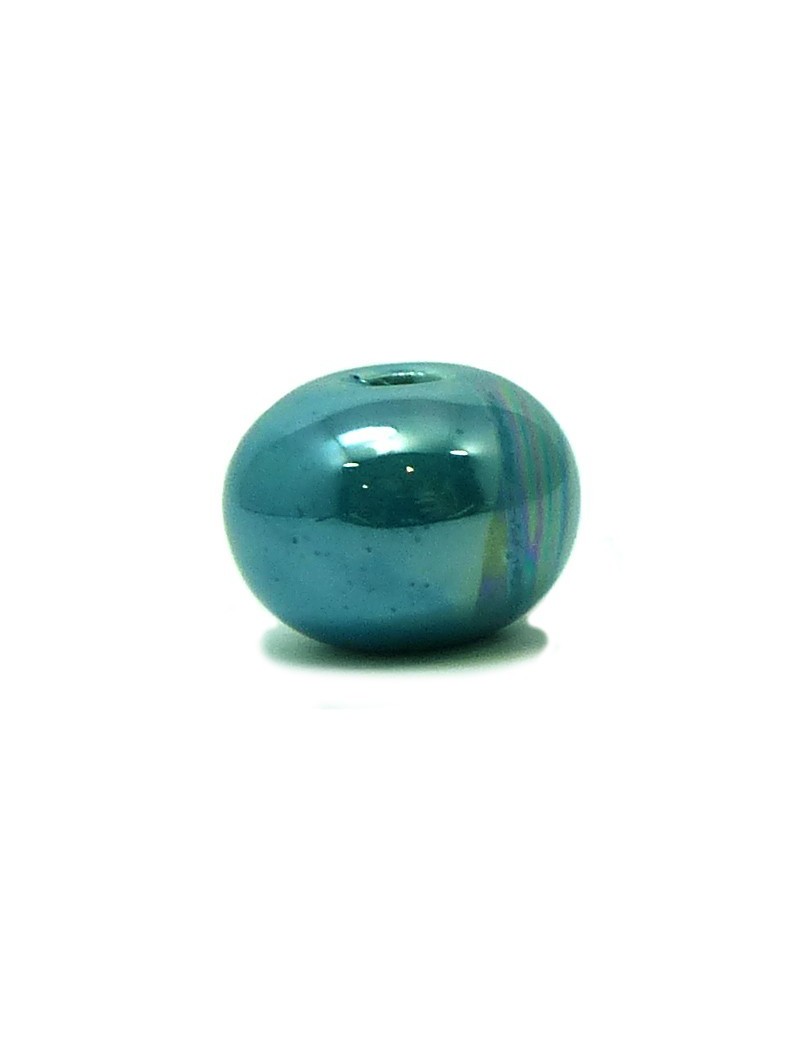 Perle céramique émaillée 16 mm bleu turquoise Perle céramique émaillée 16 mm bleu turquoise