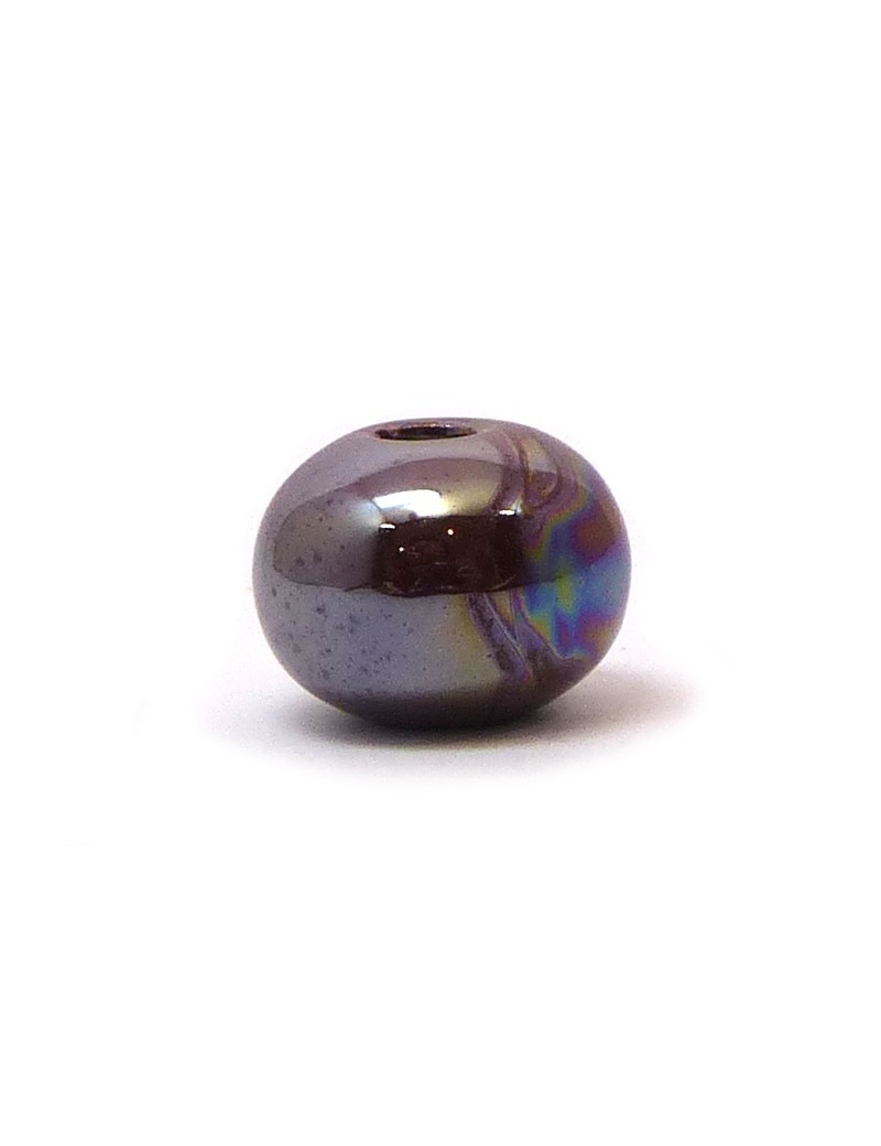 Perle céramique émaillée 16 mm marron glacé Perle céramique émaillée 16 mm marron glacé