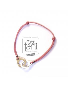 Bracelet menottes cordon rose