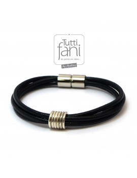 Bracelet homme en cuir noir...