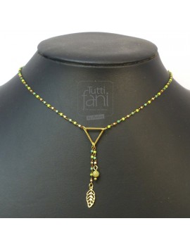 Collier chaine perlée vert...