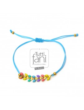 Bracelet enfant chaine épi multicolor, cordon bleu