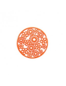 Estampe ronde orange motif...