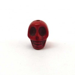 Perle tête de mort 12 mm rouge