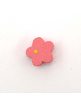 Perle bois fleur rose 15 mm