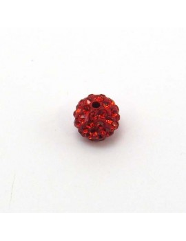 Perle strass 10 mm rouge