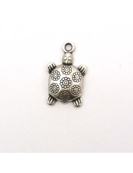 Tortue "fleurs" argent...