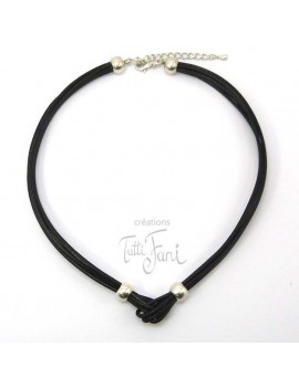 Collier cuir noir entrelacé