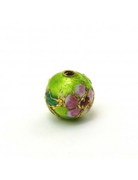 Perle cloisonnée 10 mm vert...