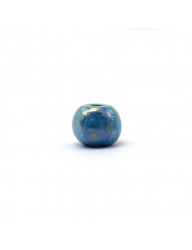 Perle céramique émaillée 8 mm bleu moyen