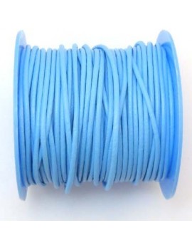 Cuir rond naturel 2 mm bleu...