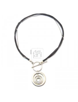 Collier daim gris et...