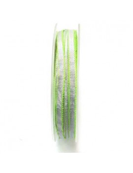 Ruban argenté bordé vert 5 mm