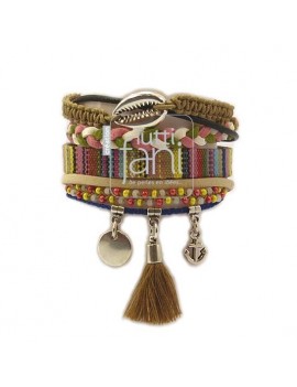 Bracelet manchette camel et...