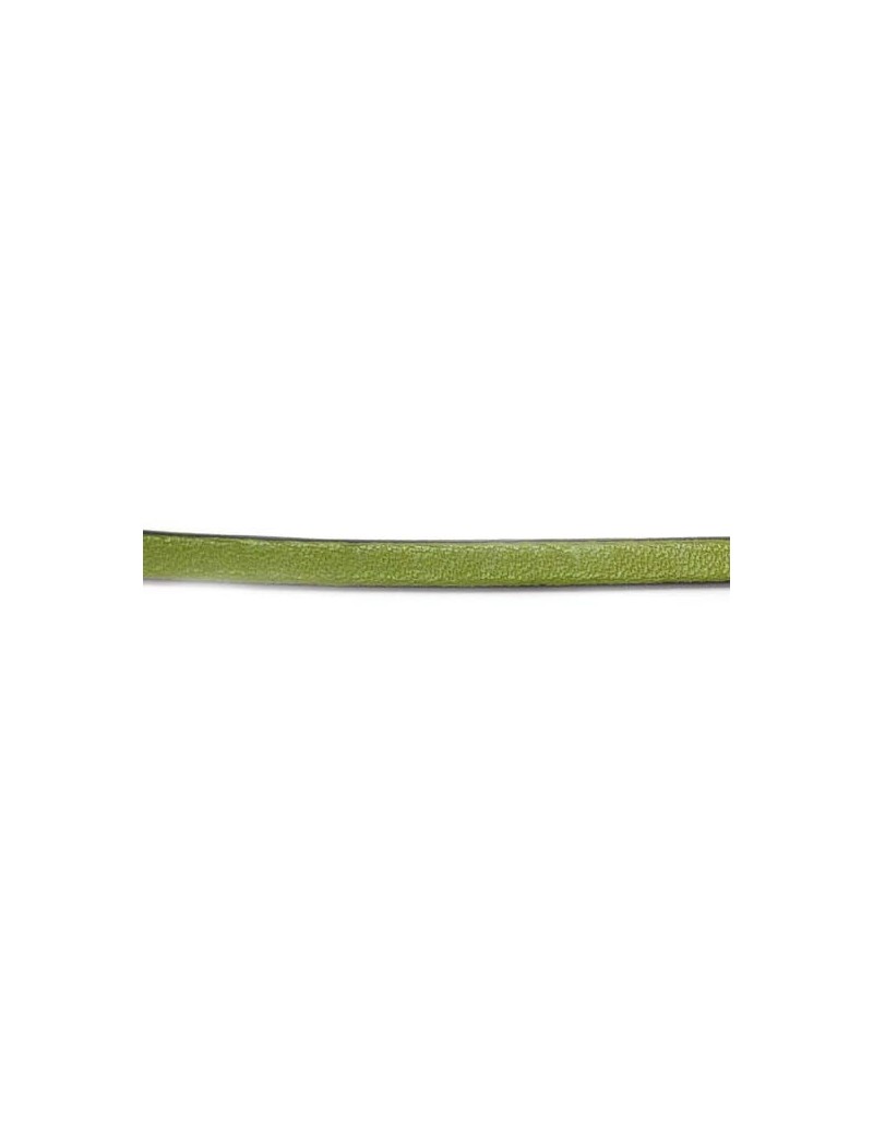 Cuir plat naturel bordé noir vert kaki 5 mm