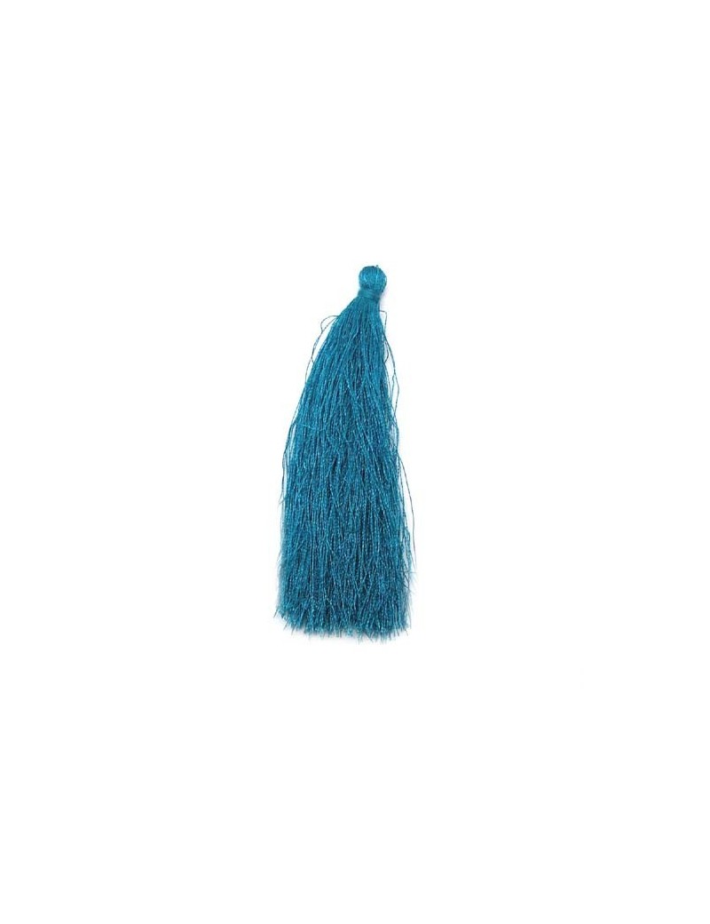 Pompon polyester bleu océan 90 mm