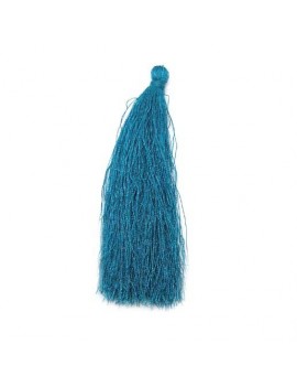 Pompon polyester bleu océan 90 mm