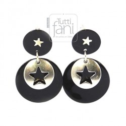 Boucles d'oreilles nacre noir étoile argent