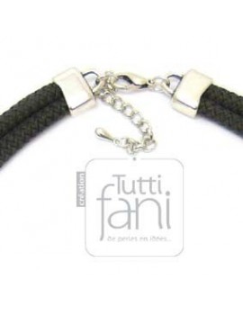 Collier corde double rang gris