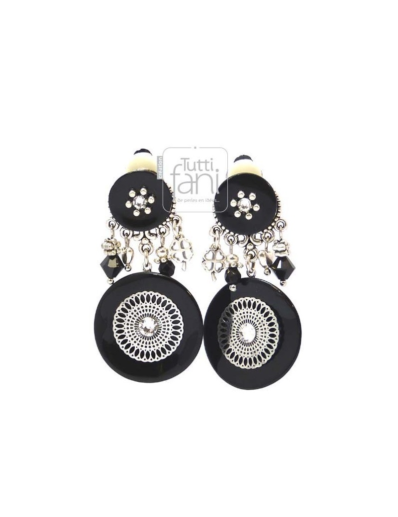 Boucles d'oreilles clips nacre noir