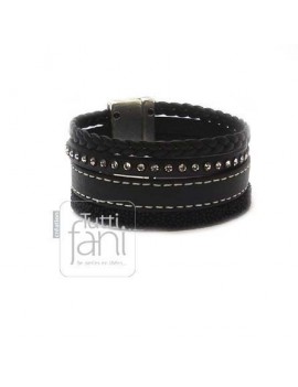 Manchette en cuir noir 30 mm