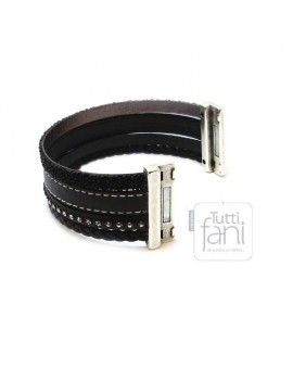 Manchette en cuir noir 30 mm