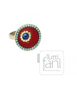 Bague colorée émaillée rouge