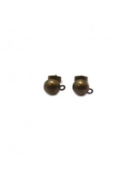 Boucles d'oreilles puce demi boule 8 mm bronze