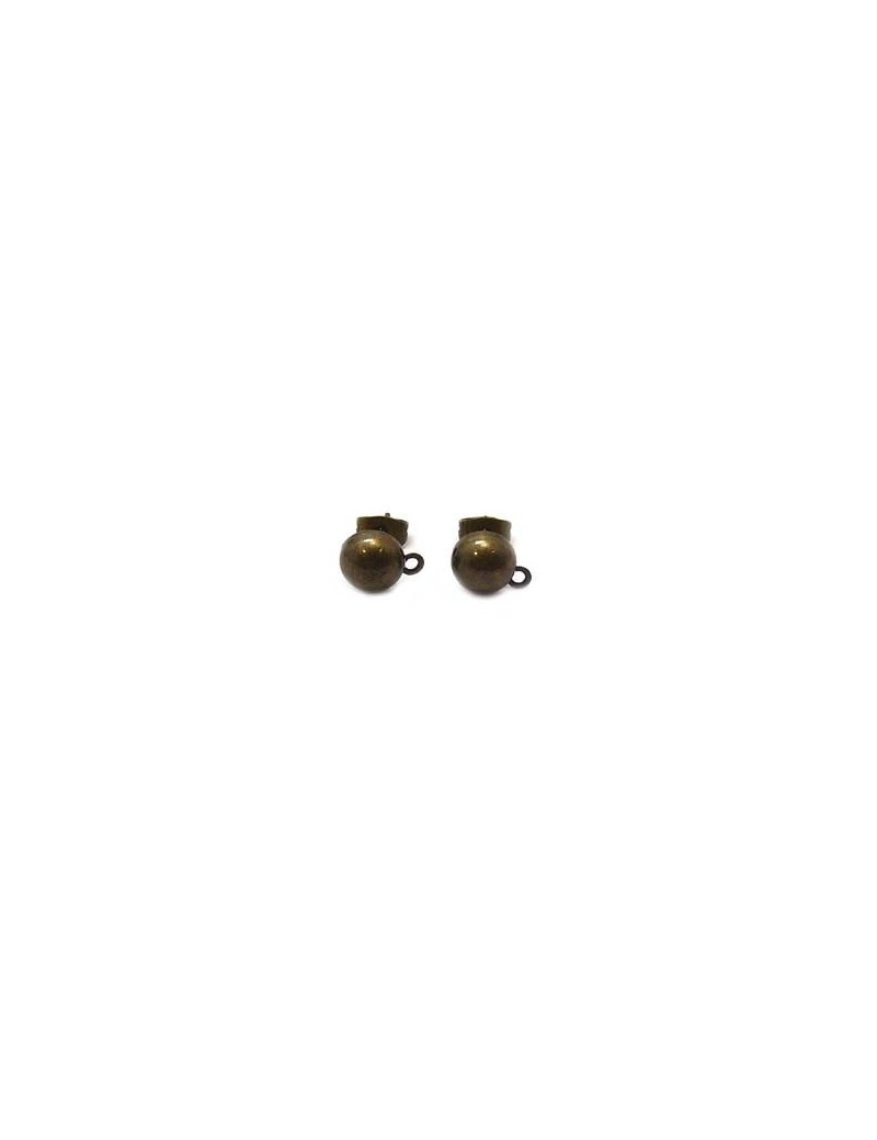 Boucles d'oreilles puce demi boule 8 mm bronze