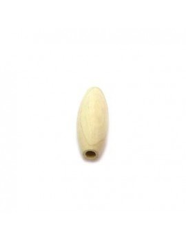 Perle en bois naturel allongée 15x39 mm