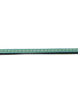 Cuir plat naturel 1 surpiqûre turquoise 5 mm - 10 cm