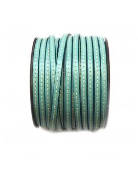 Cuir plat naturel 1 surpiqûre turquoise 5 mm - 10 cm