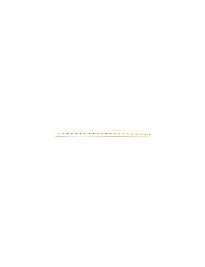 Cuir plat naturel 1 surpiqûre blanc 5 mm - 10 cm