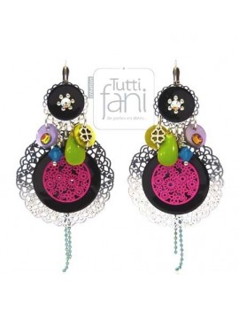 Boucles d'oreilles dormeuses noires et couleurs vives