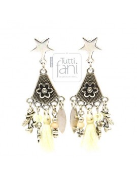 Boucles d'oreilles à breloques et pompons base étoile