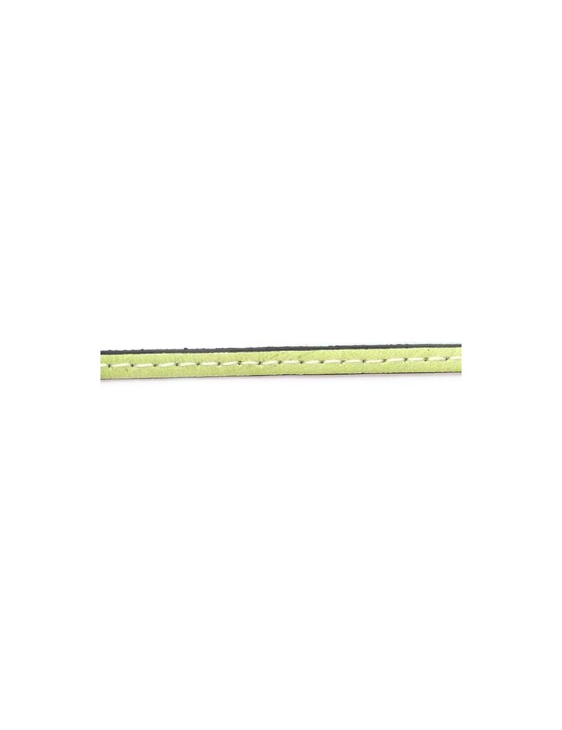 Cuir plat naturel 1 surpiqûre vert anis 5 mm - 10 cm