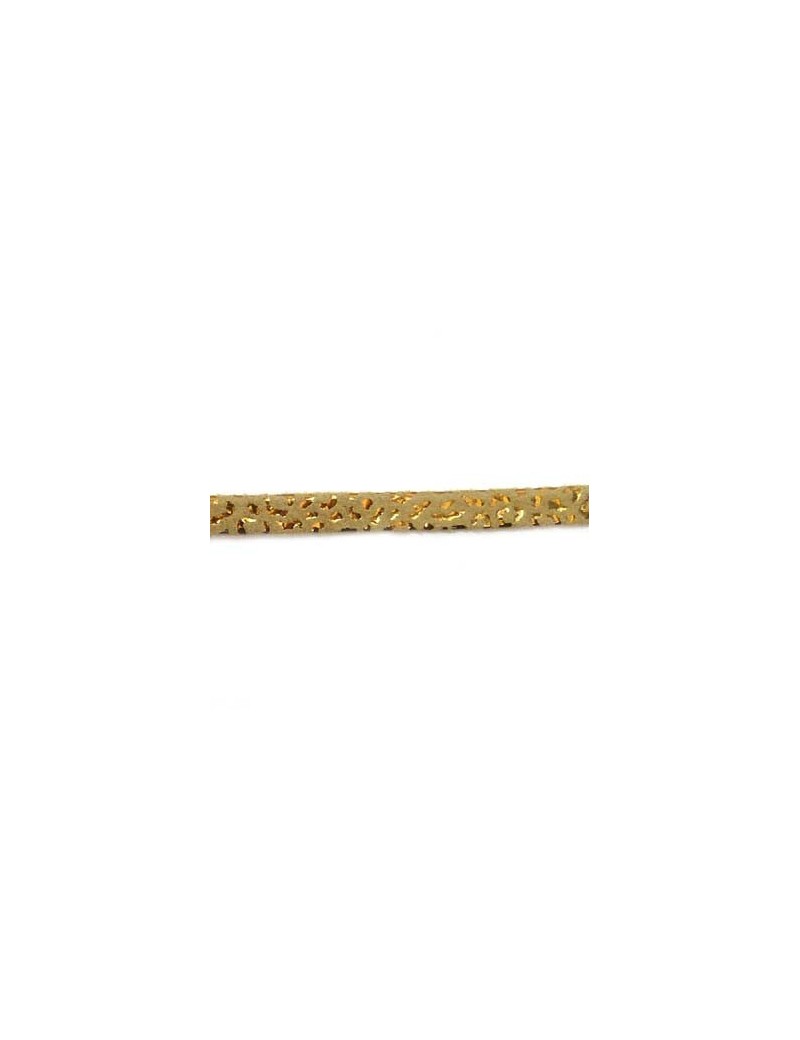 Cuir plat naturel imprimé léopard beige foncé-doré 5 mm - 10 cm