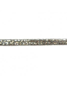 Cuir plat naturel imprimé léopard gris foncé-argenté 5 mm - 10 cm
