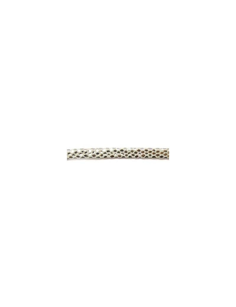 Cuir plat naturel imprimé serpent gris-argenté 5 mm - 10 cm