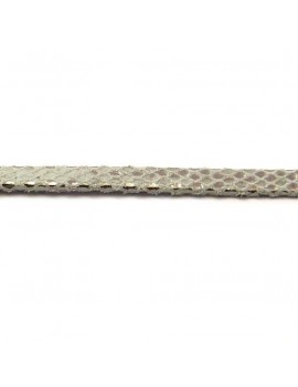 Cuir plat naturel imprimé serpent gris-argenté 5 mm - 10 cm