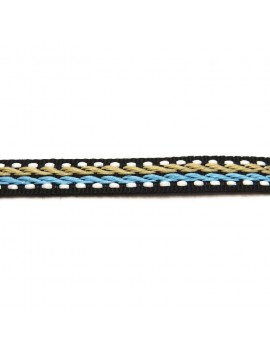 Ruban motif corde beige et bleu 10 mm - 50 cm