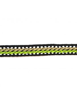 Ruban motif corde beige et vert 10 mm - 50 cm