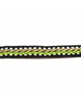 Ruban motif corde beige et vert 10 mm - 50 cm