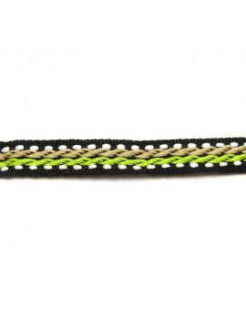 Ruban motif corde beige et vert 10 mm - 50 cm