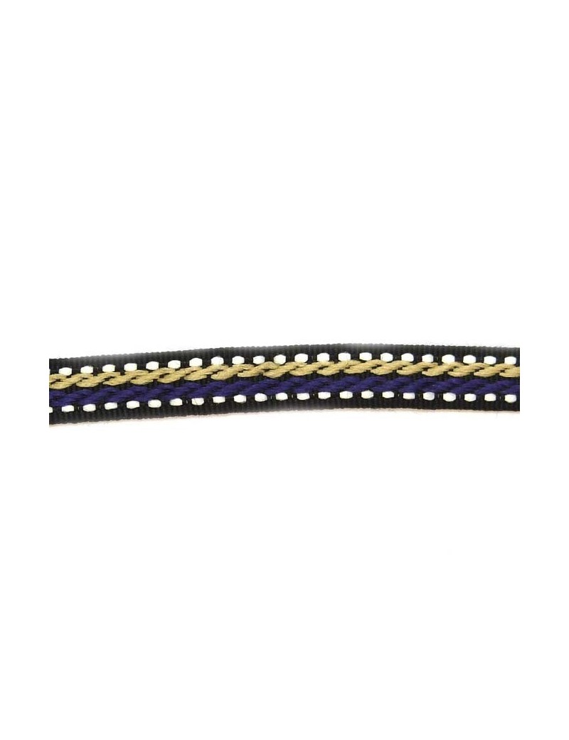 Ruban motif corde beige et violet 10 mm - 50 cm