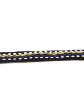 Ruban motif corde beige et violet 10 mm - 50 cm