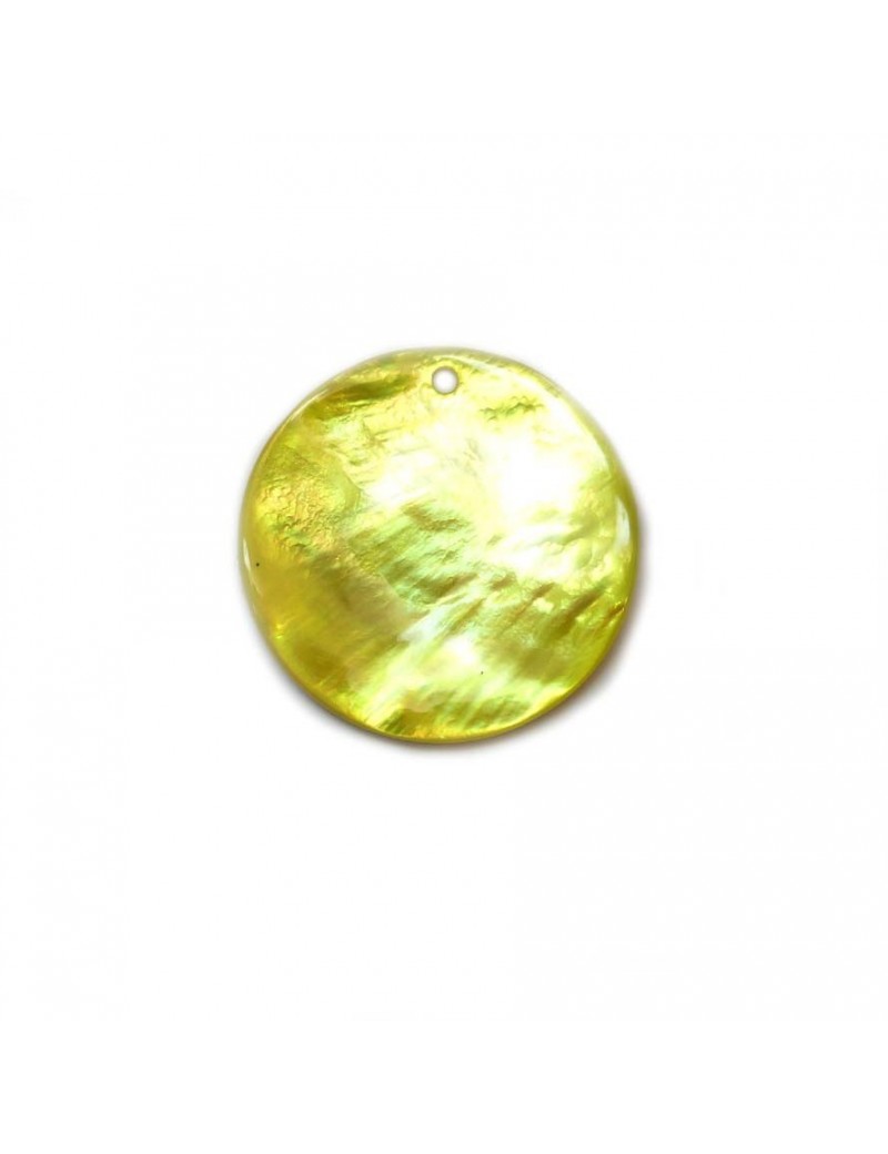 Sequin en nacre jaune 25 mm