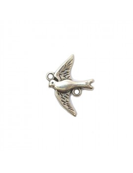 Oiseau argent vieilli 16x22 mm