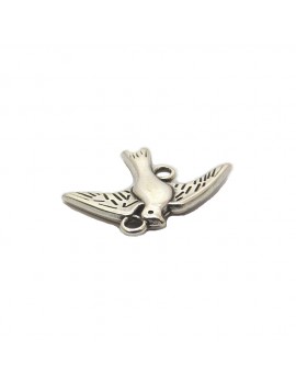 Oiseau argent vieilli 16x22 mm